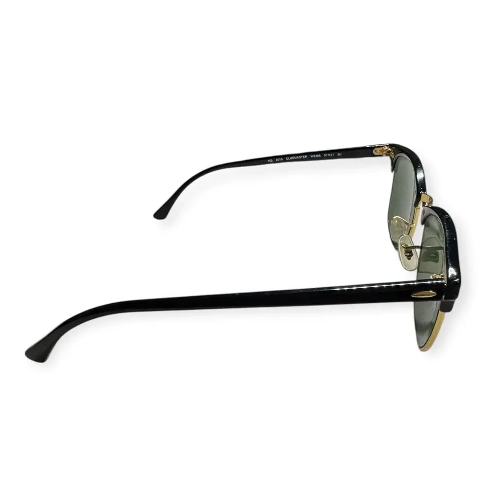 Ray-Ban‎ RB3016 Clubmaster Black Sunglasses Metal Gray Lenses Half Rim Retro